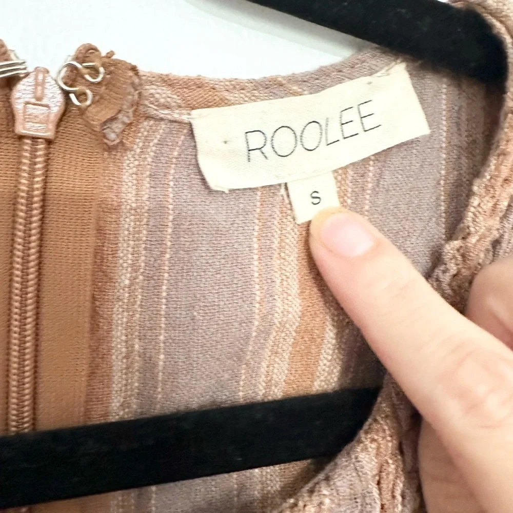 Roolee Tan Sheath jumpsuit Crew Neck one piece size small neutral